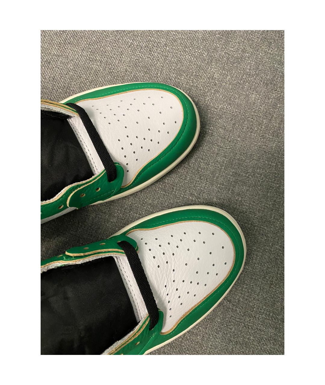 JORDAN Зеленые кожаные высокие кроссовки / кеды, фото 4
