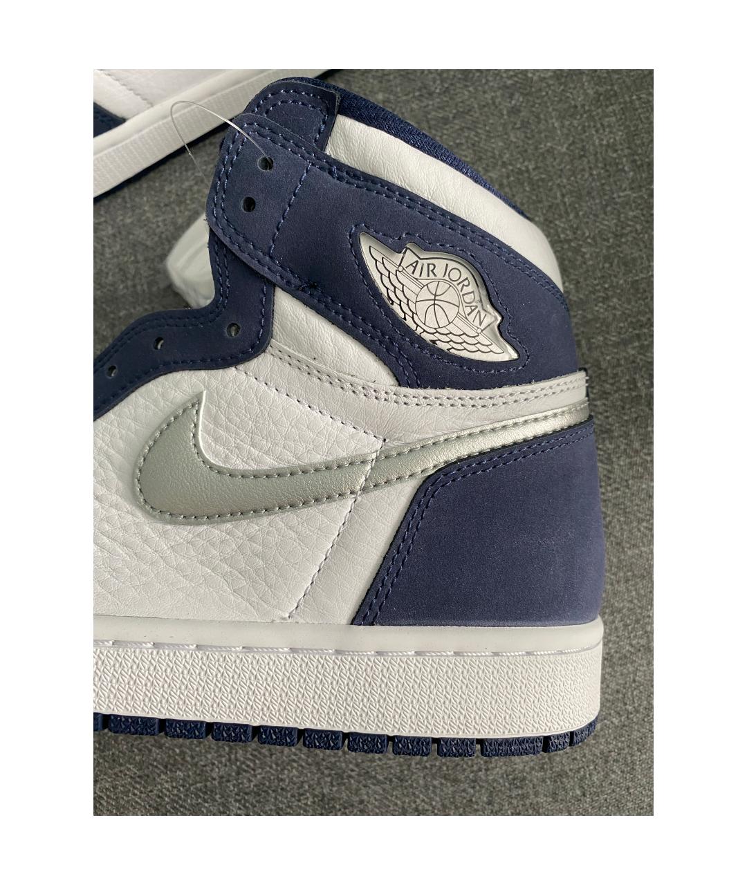 JORDAN Синие кожаные высокие кроссовки / кеды, фото 5