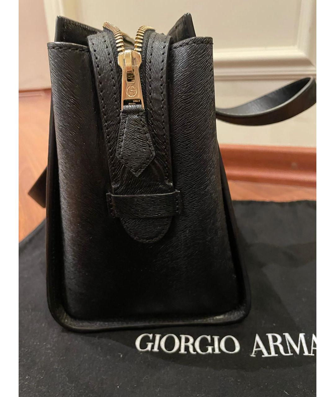 GIORGIO ARMANI Черная кожаная сумка с короткими ручками, фото 5