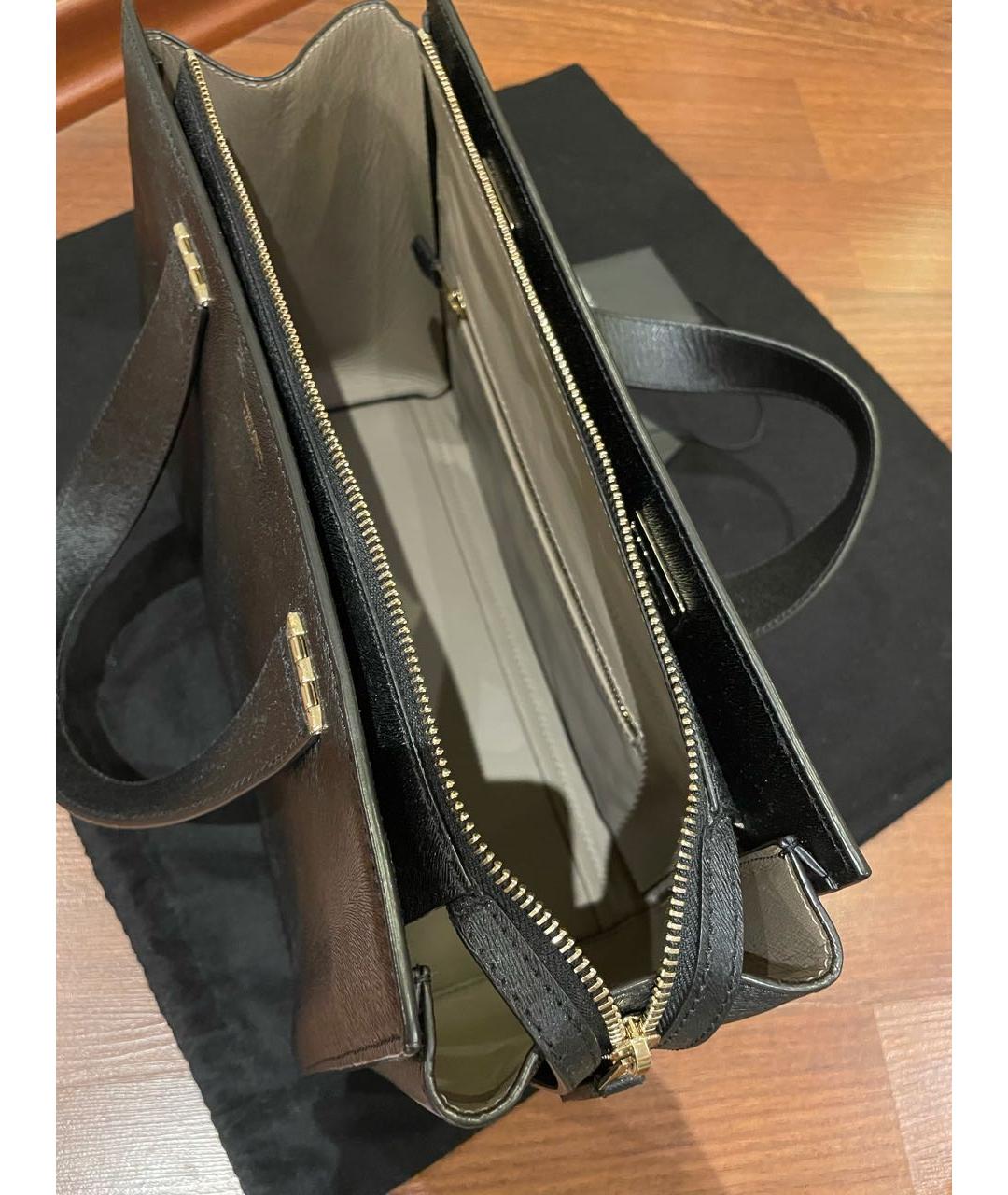 GIORGIO ARMANI Черная кожаная сумка с короткими ручками, фото 4