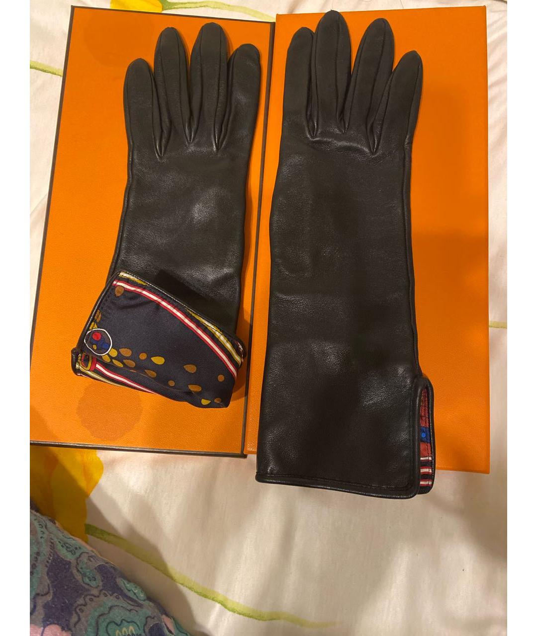HERMES PRE-OWNED Черные кожаные перчатки, фото 9