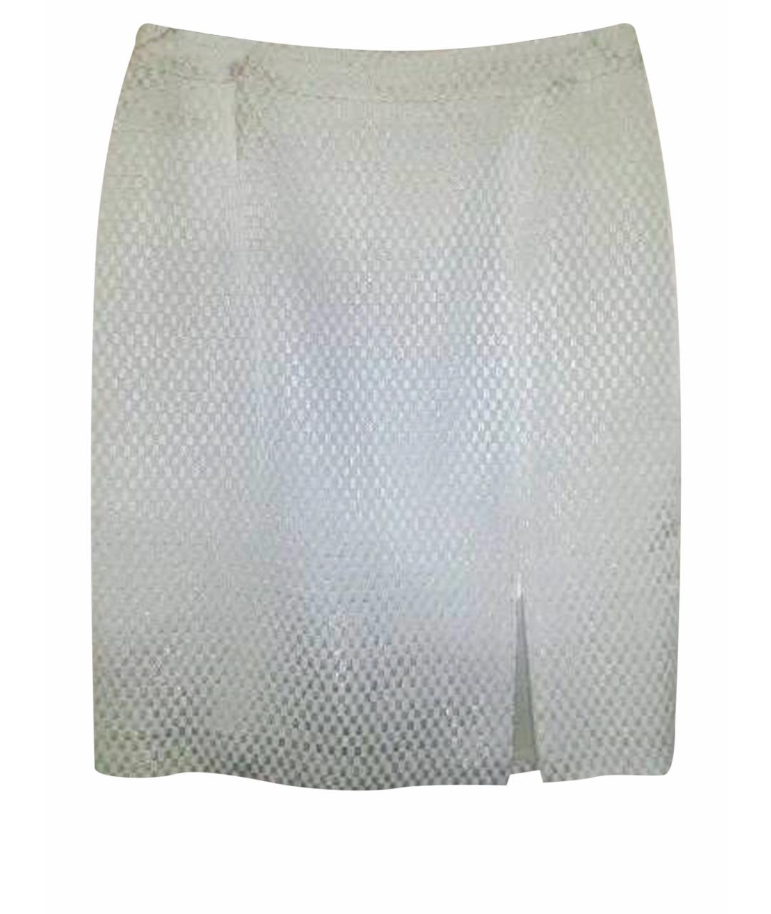 ELEGANCE Серебряная ацетатная юбка миди, фото 1
