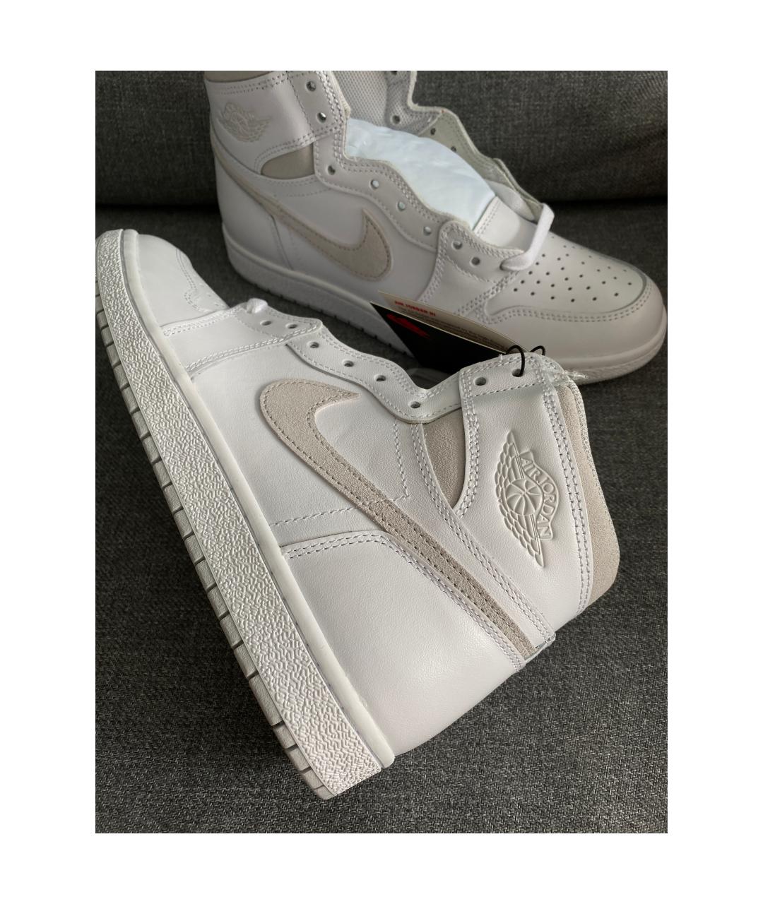 JORDAN Белые кожаные высокие кроссовки / кеды, фото 4