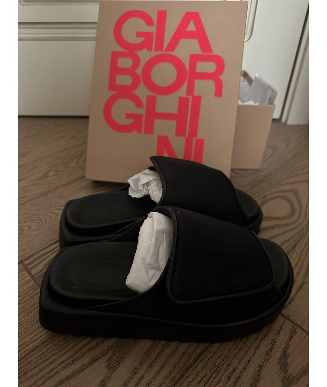GIABORGHINI Черные кожаные сандалии, фото 4