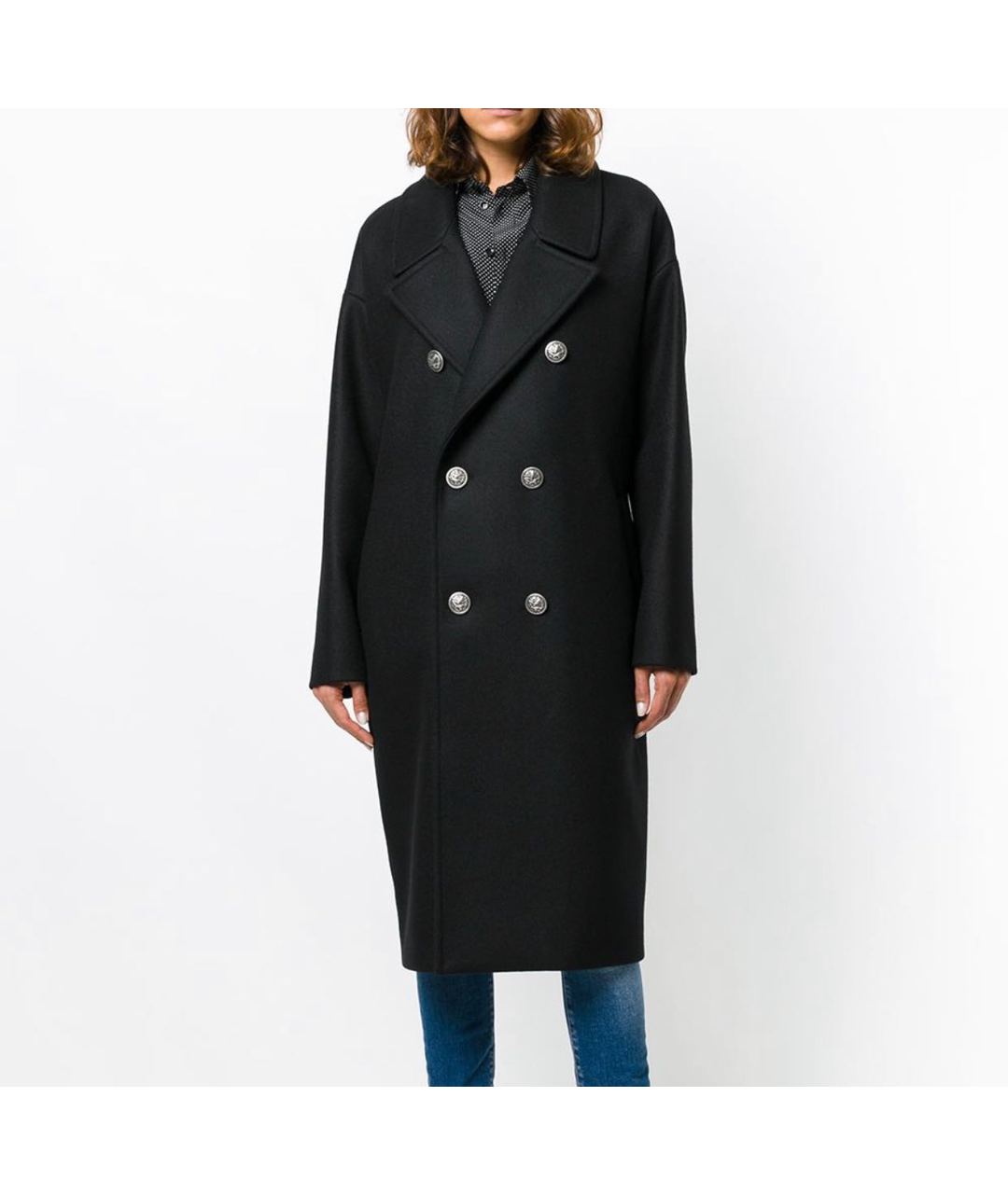 SAINT LAURENT Черное шерстяное пальто, фото 6
