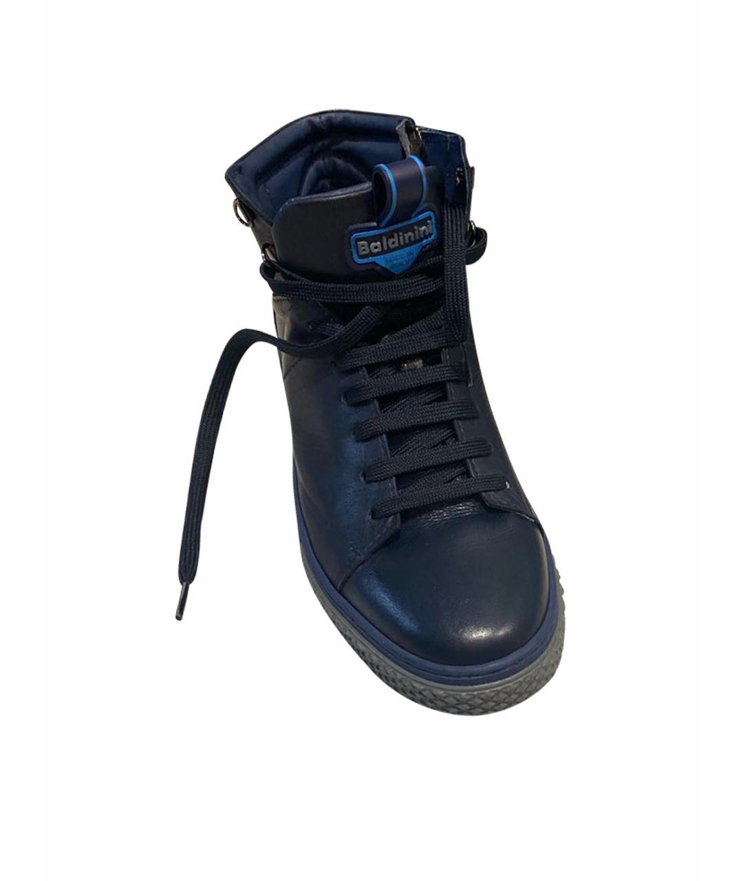 BALDININI Синие кожаные высокие кроссовки / кеды, фото 1