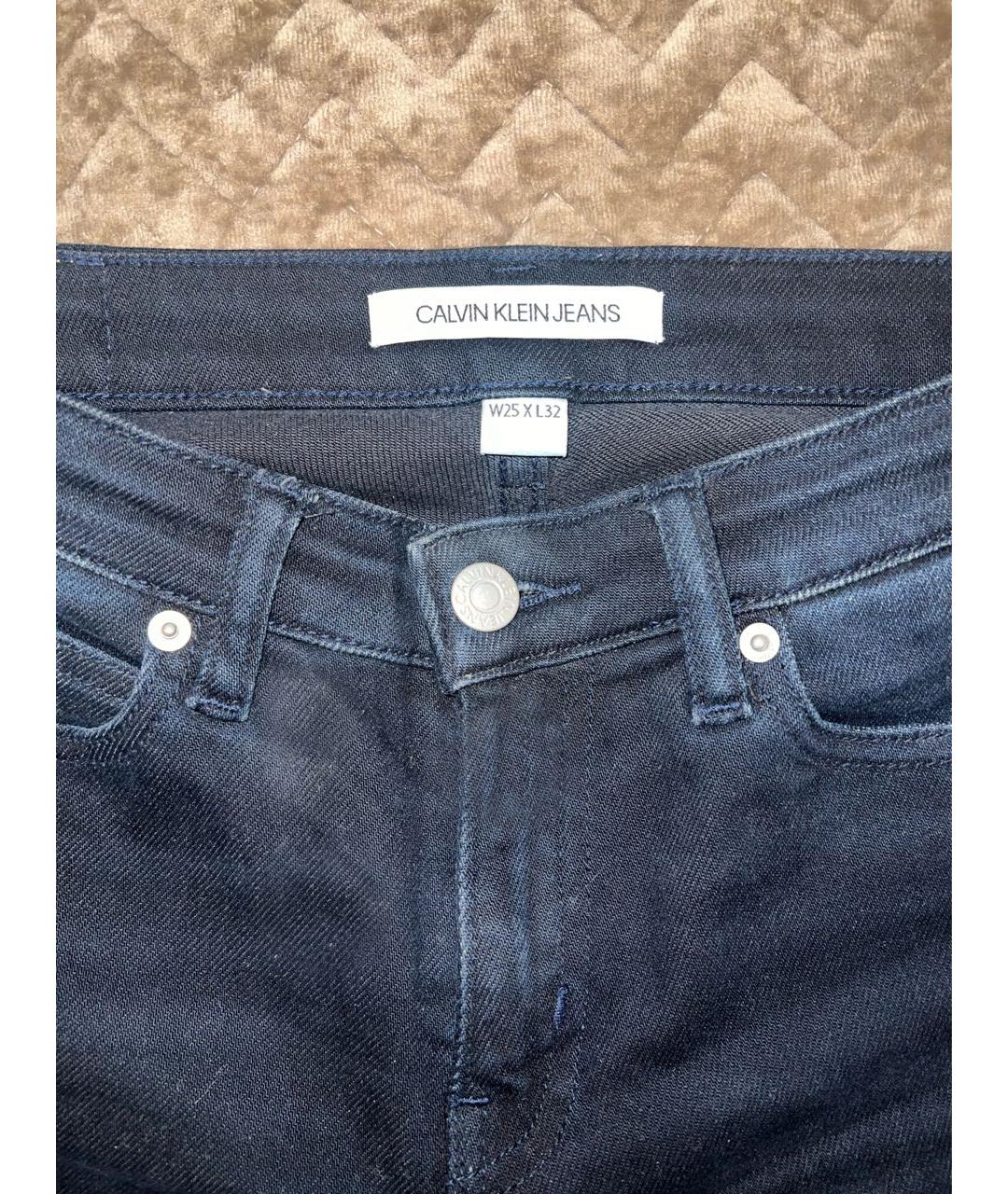 CALVIN KLEIN Темно-синие хлопковые джинсы слим, фото 3