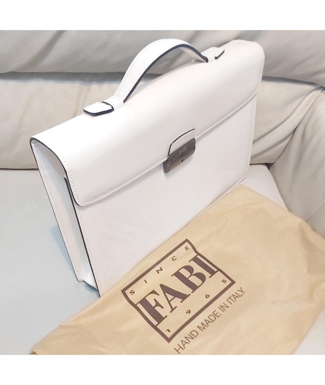 FABI Белый кожаный портфель, фото 6