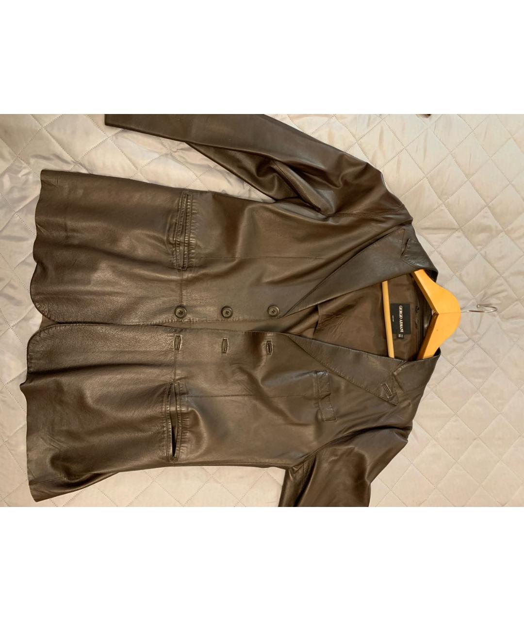 GIORGIO ARMANI Коричневый кожаный пиджак, фото 2
