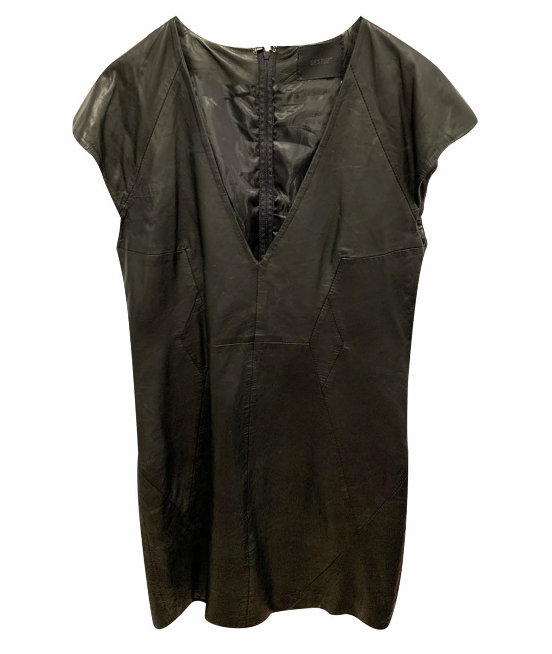 GESTUZ Черное кожаное платье, фото 1
