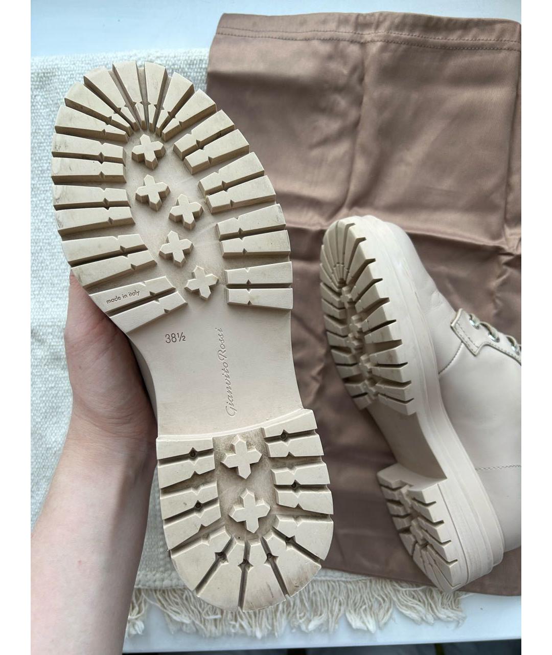 GIANVITO ROSSI Бежевые кожаные ботинки, фото 4