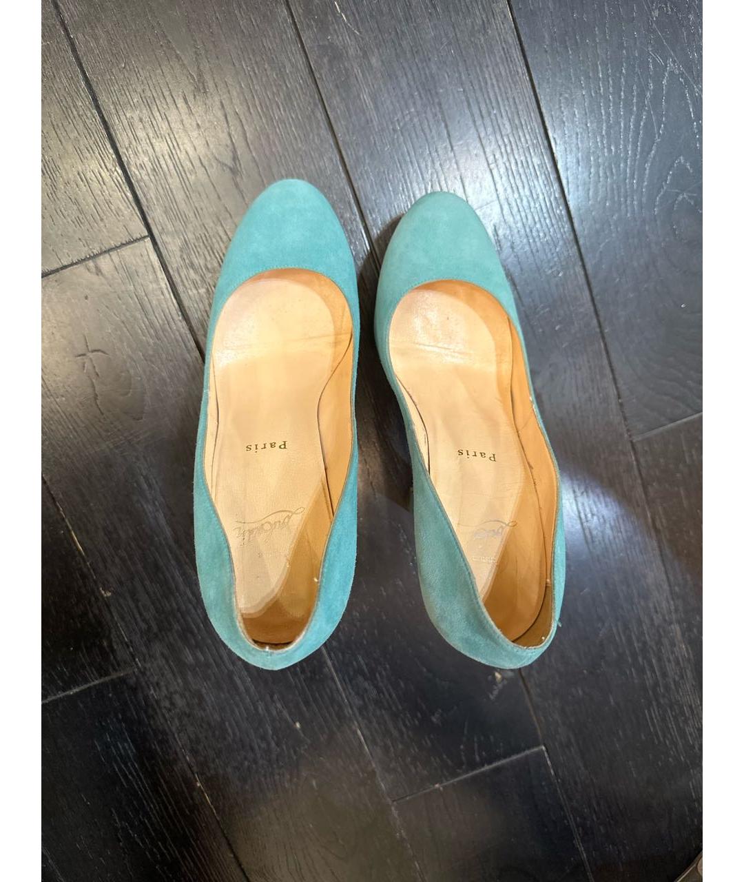 CHRISTIAN LOUBOUTIN Бирюзовые замшевые туфли, фото 3