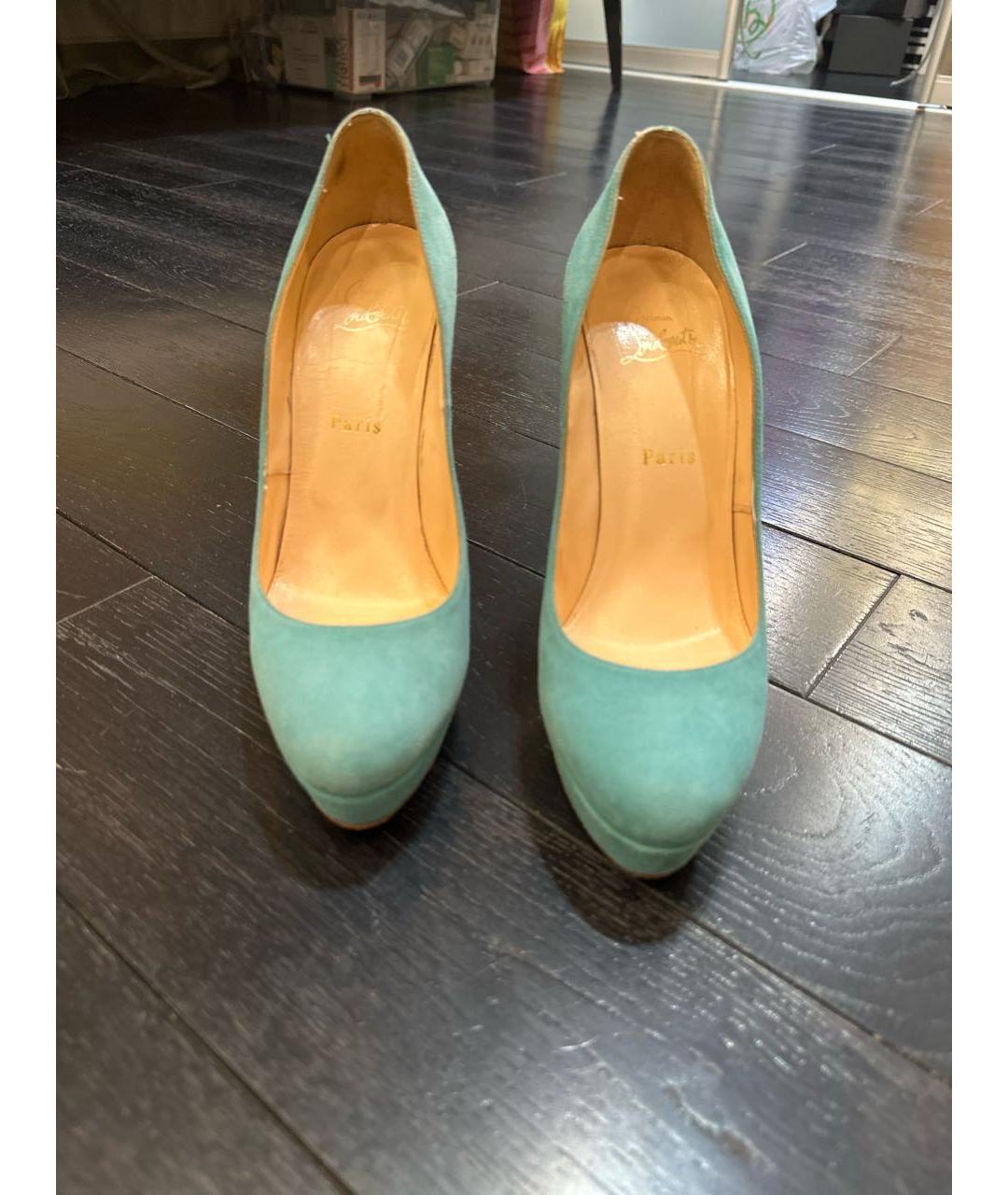 CHRISTIAN LOUBOUTIN Бирюзовые замшевые туфли, фото 2