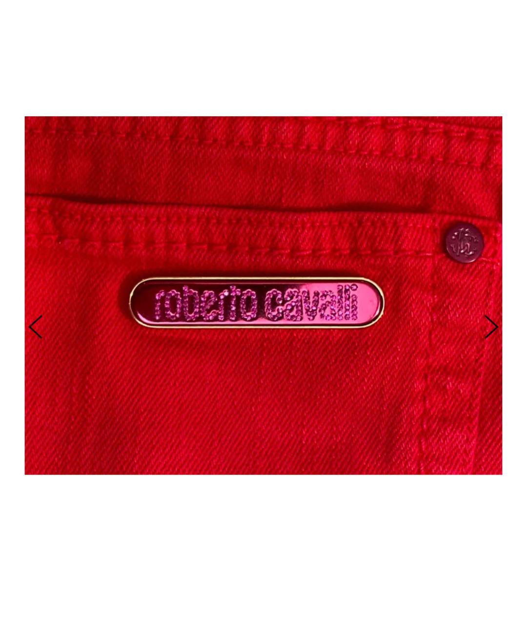 ROBERTO CAVALLI Красные хлопковые прямые джинсы, фото 3