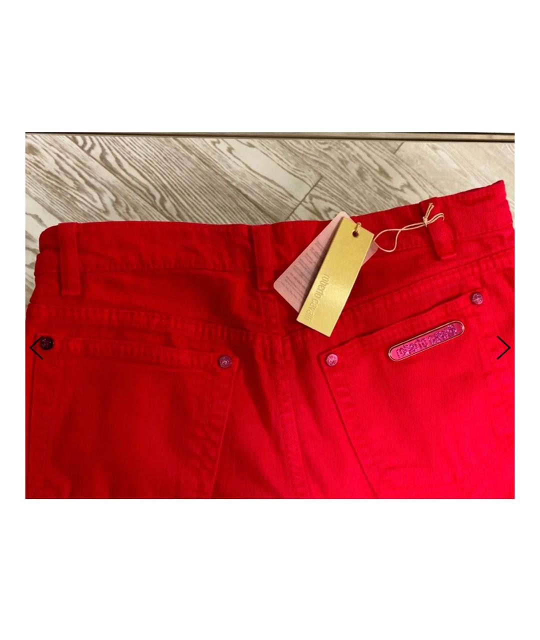 ROBERTO CAVALLI Красные хлопковые прямые джинсы, фото 6