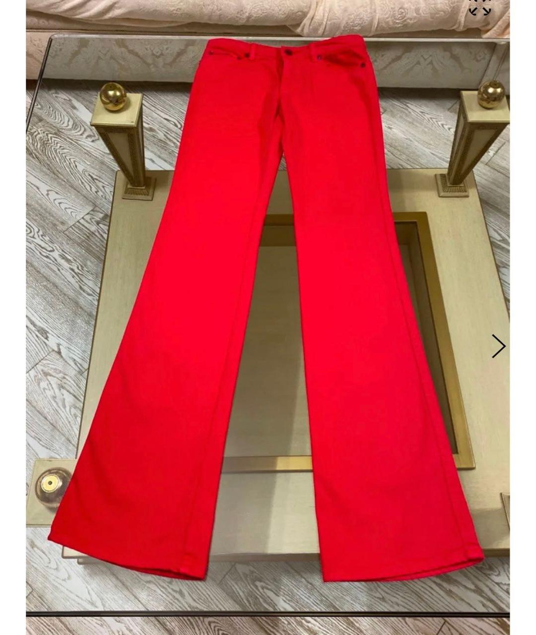 ROBERTO CAVALLI Красные хлопковые прямые джинсы, фото 7