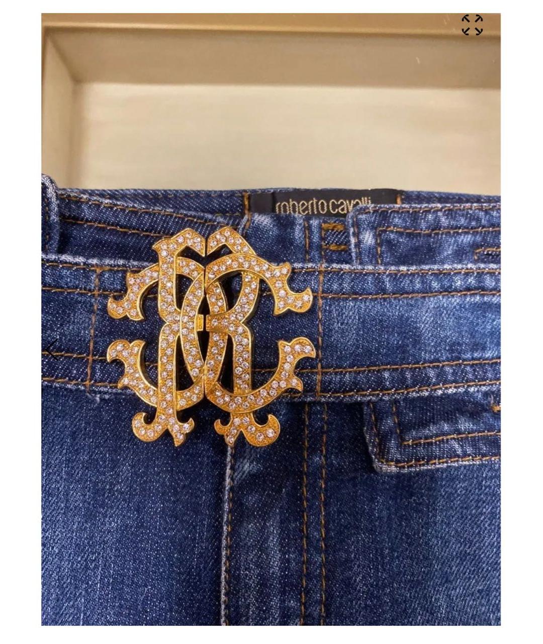 ROBERTO CAVALLI Синяя деним юбка мини, фото 3