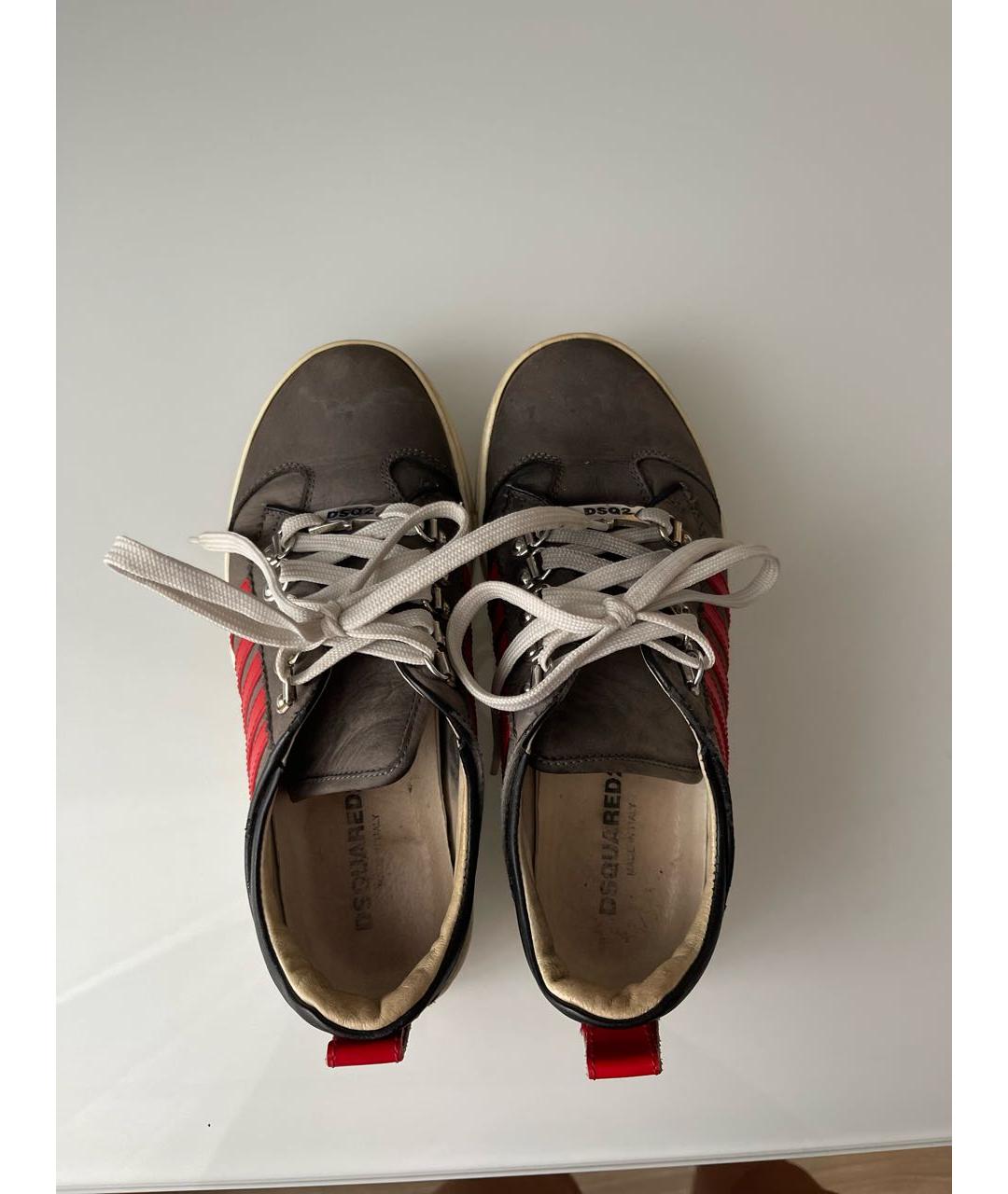 DSQUARED2 Серые кожаные кроссовки, фото 3