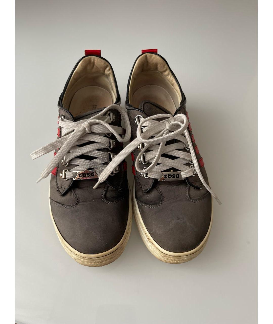 DSQUARED2 Серые кожаные кроссовки, фото 2