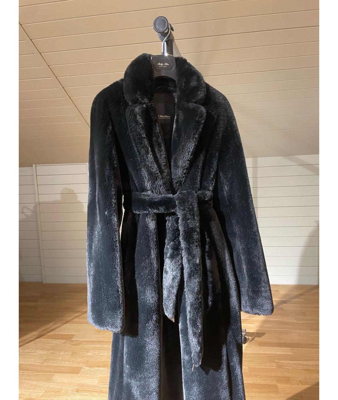 'S MAX MARA Темно-синяя синтетическая шуба, фото 7
