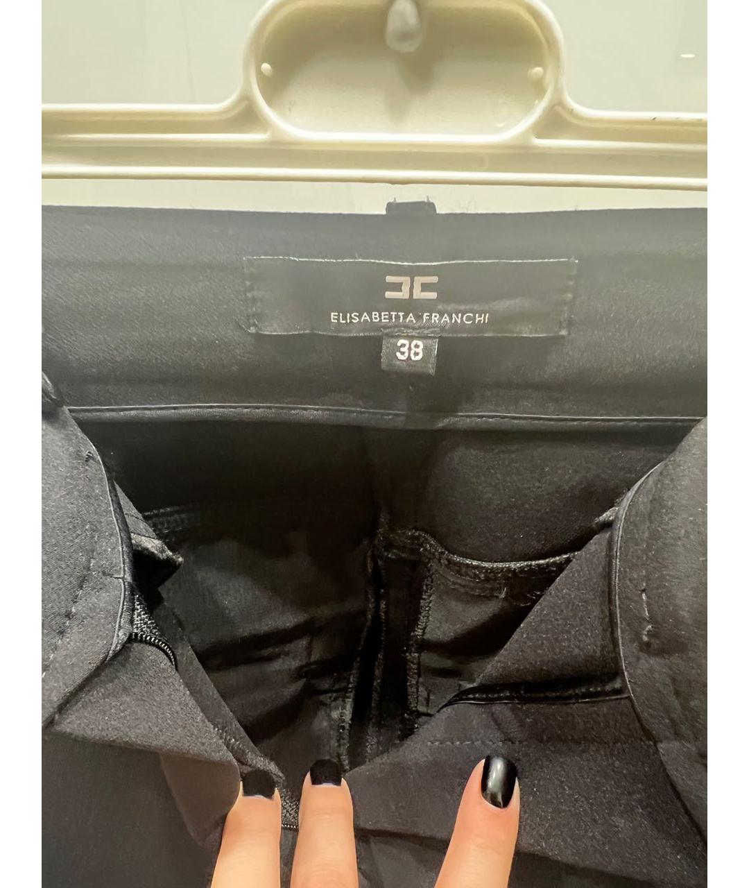 ELISABETTA FRANCHI Черные полиамидовые брюки узкие, фото 4