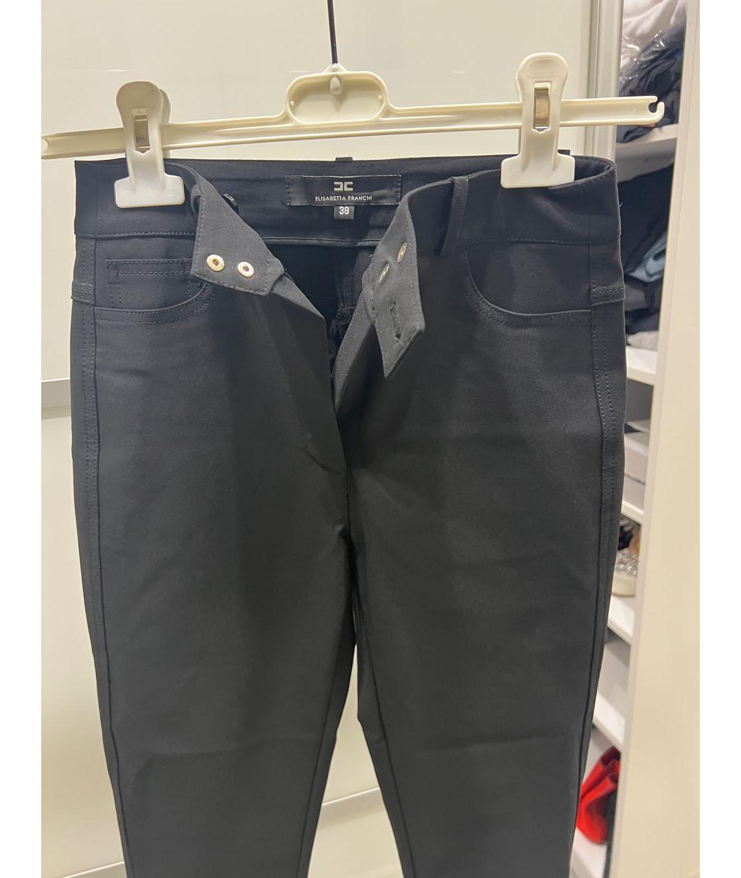 ELISABETTA FRANCHI Черные полиамидовые брюки узкие, фото 3