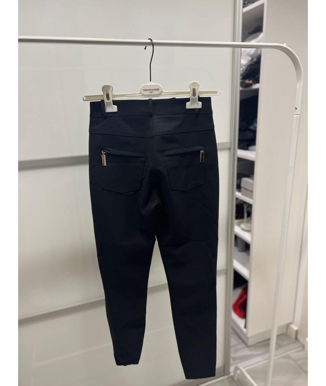 ELISABETTA FRANCHI Черные полиамидовые брюки узкие, фото 2