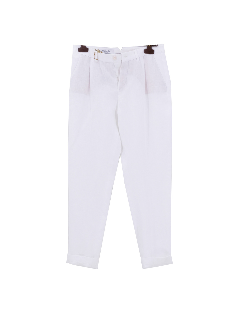 LORO PIANA Белые льняные прямые брюки, фото 1