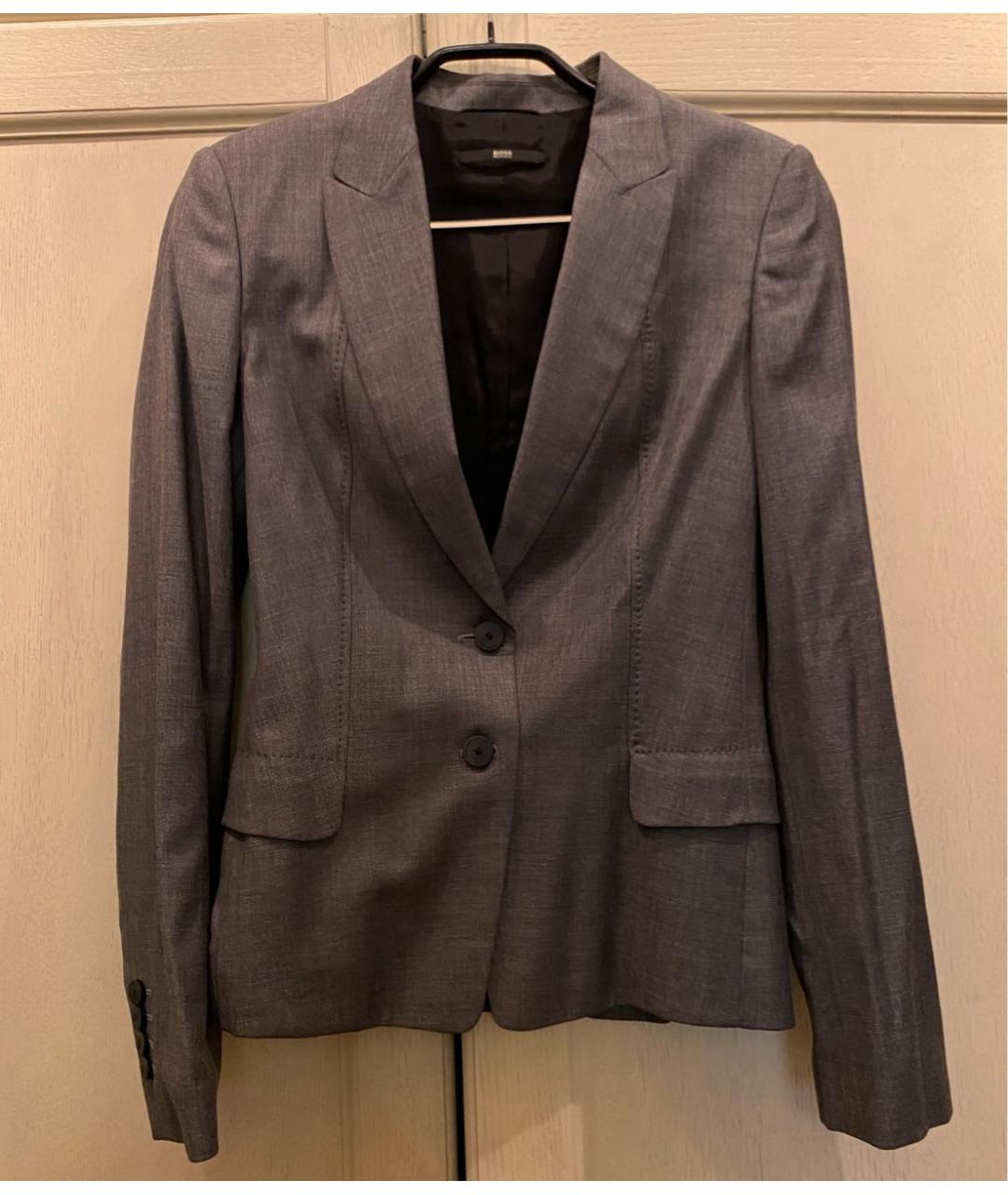 HUGO BOSS Серый шерстяной костюм с брюками, фото 9