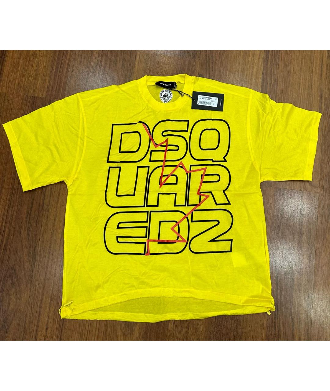 DSQUARED2 Желтая хлопковая футболка, фото 7