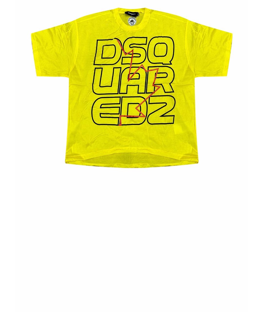 DSQUARED2 Желтая хлопковая футболка, фото 1