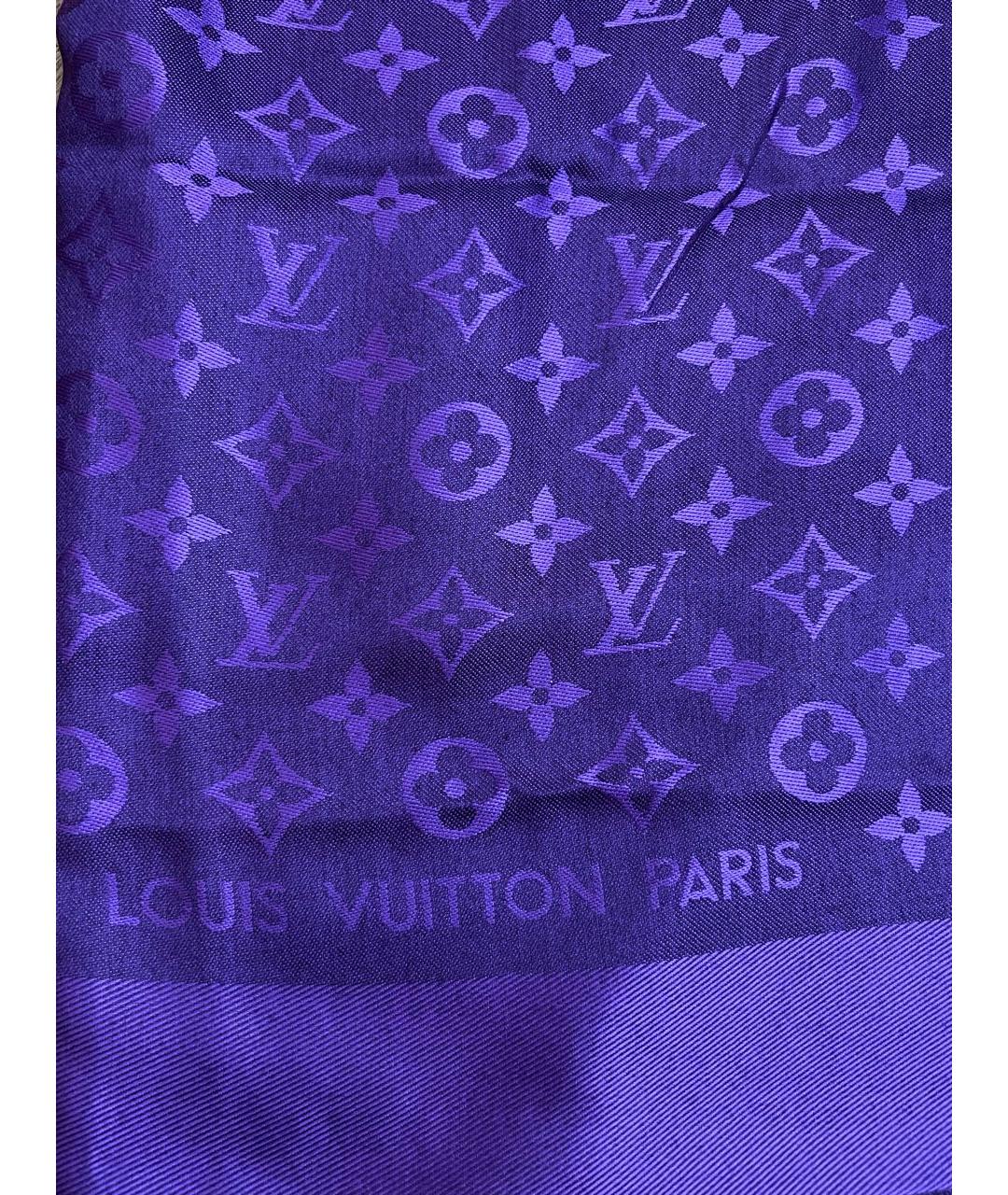 LOUIS VUITTON Фиолетовый шелковый шарф, фото 2