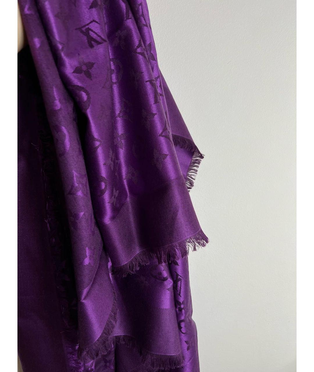 LOUIS VUITTON PRE-OWNED Фиолетовый шелковый шарф, фото 3