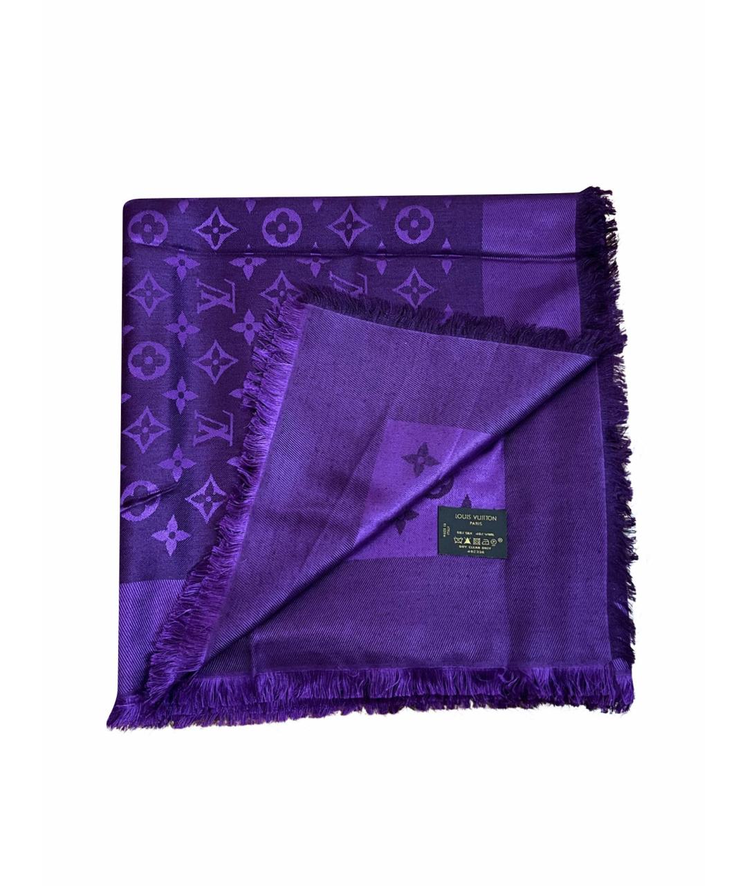 LOUIS VUITTON PRE-OWNED Фиолетовый шелковый шарф, фото 1