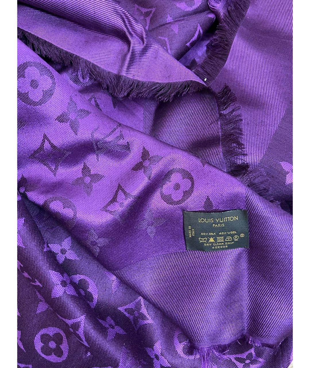 LOUIS VUITTON PRE-OWNED Фиолетовый шелковый шарф, фото 5