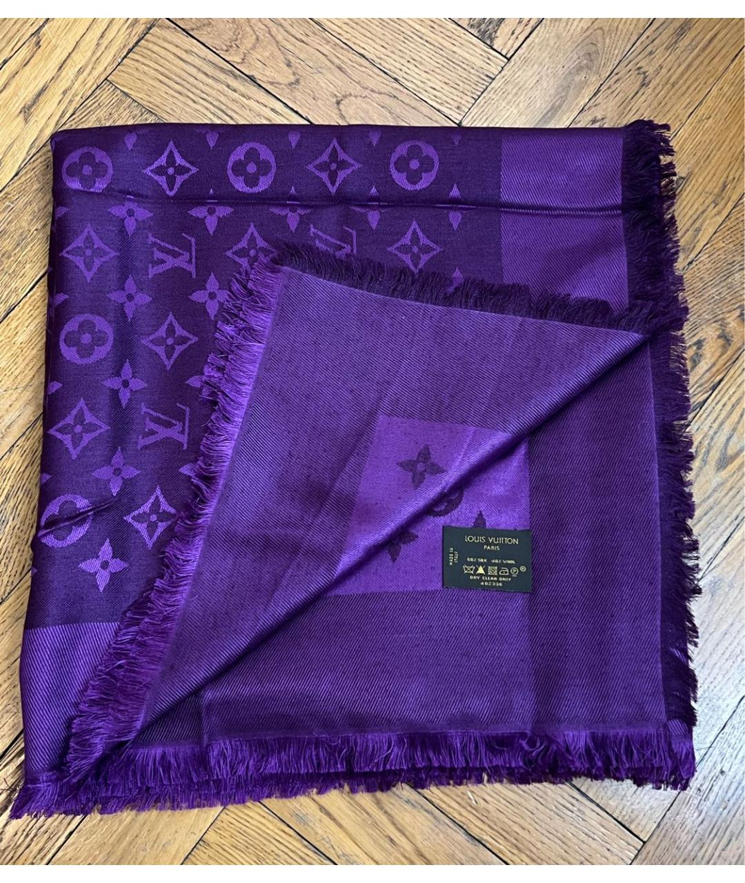 LOUIS VUITTON PRE-OWNED Фиолетовый шелковый шарф, фото 6