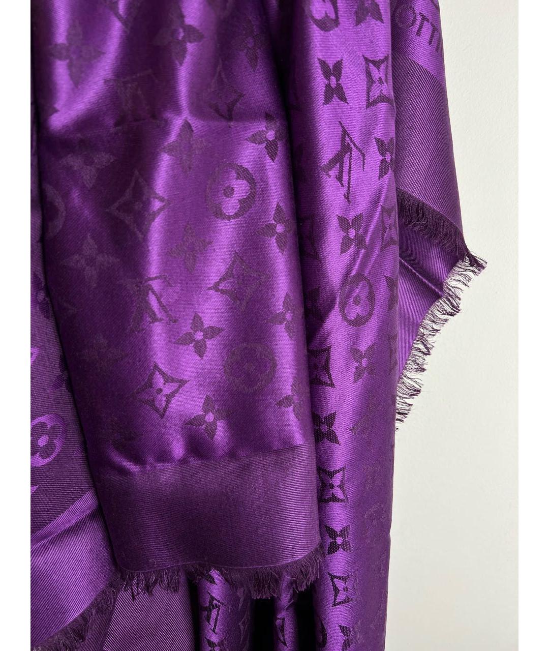 LOUIS VUITTON PRE-OWNED Фиолетовый шелковый шарф, фото 4