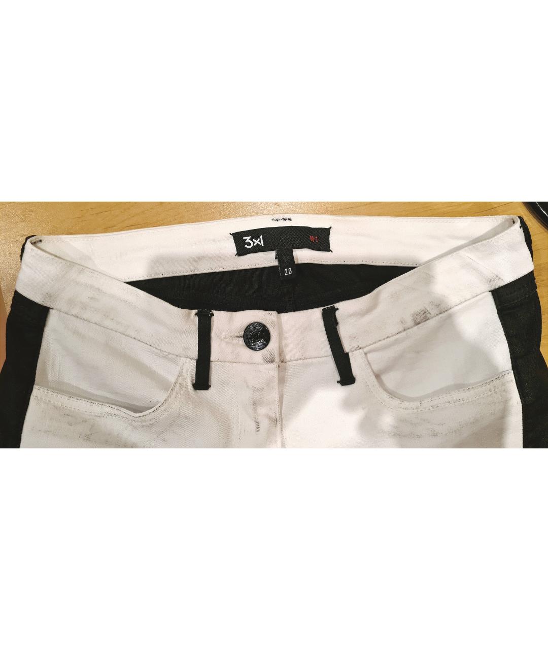 3X1 Белые хлопко-эластановые джинсы слим, фото 3