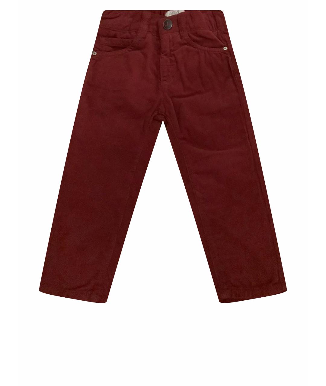 ARMANI JUNIOR Бордовые хлопковые брюки и шорты, фото 1