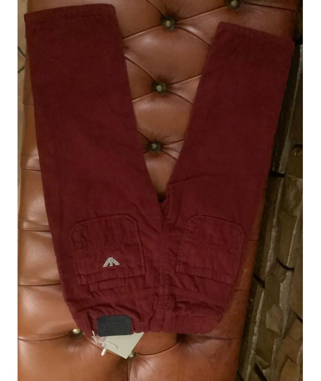 ARMANI JUNIOR Бордовые хлопковые брюки и шорты, фото 2