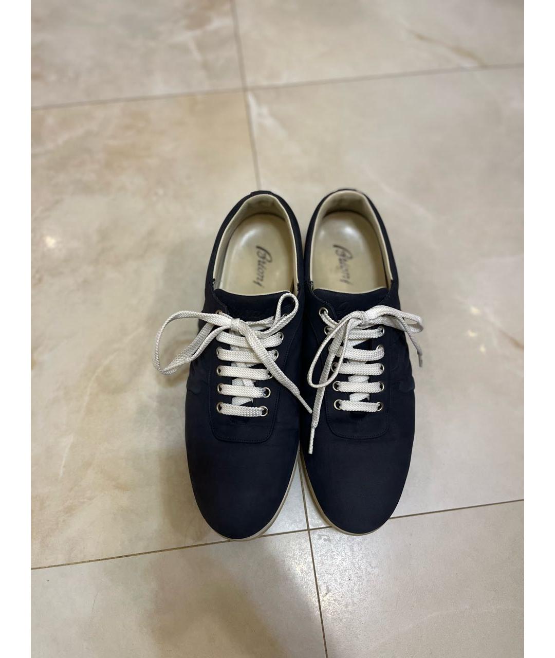 BRIONI Темно-синие замшевые низкие кроссовки / кеды, фото 3