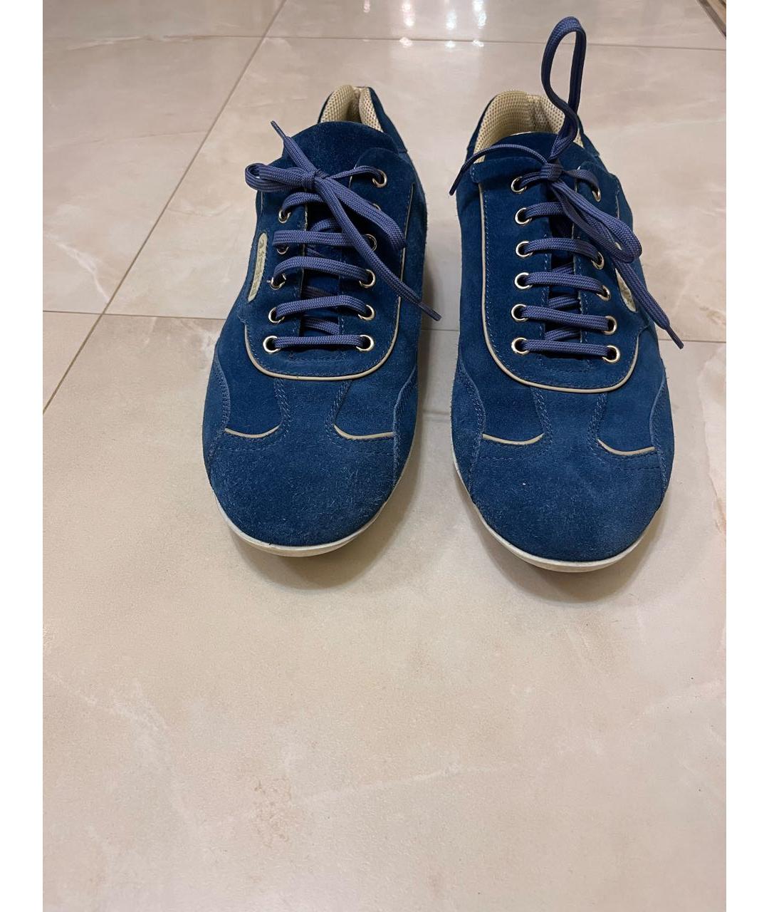 A.TESTONI Синие замшевые низкие кроссовки / кеды, фото 3