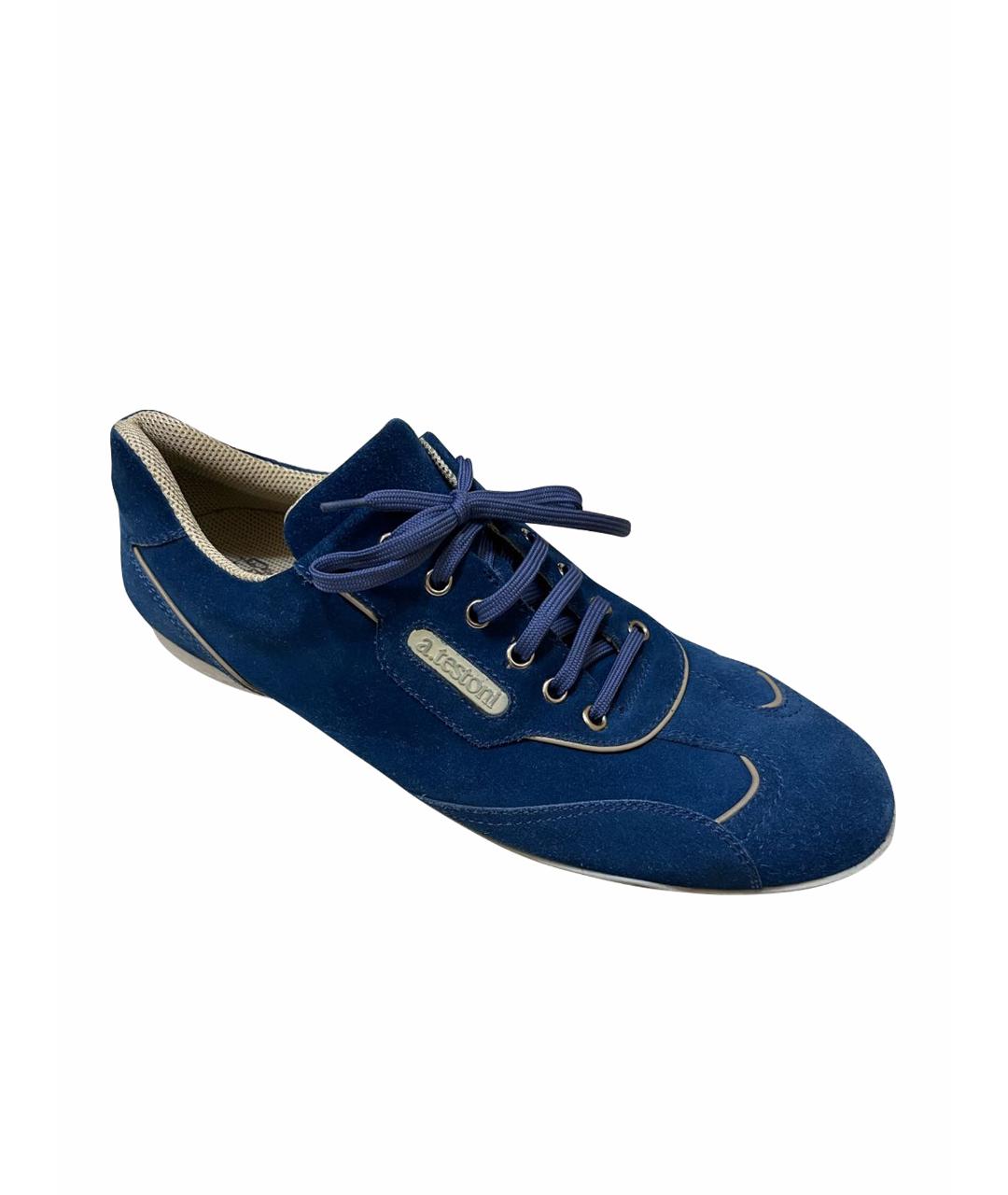 A.TESTONI Синие замшевые низкие кроссовки / кеды, фото 1
