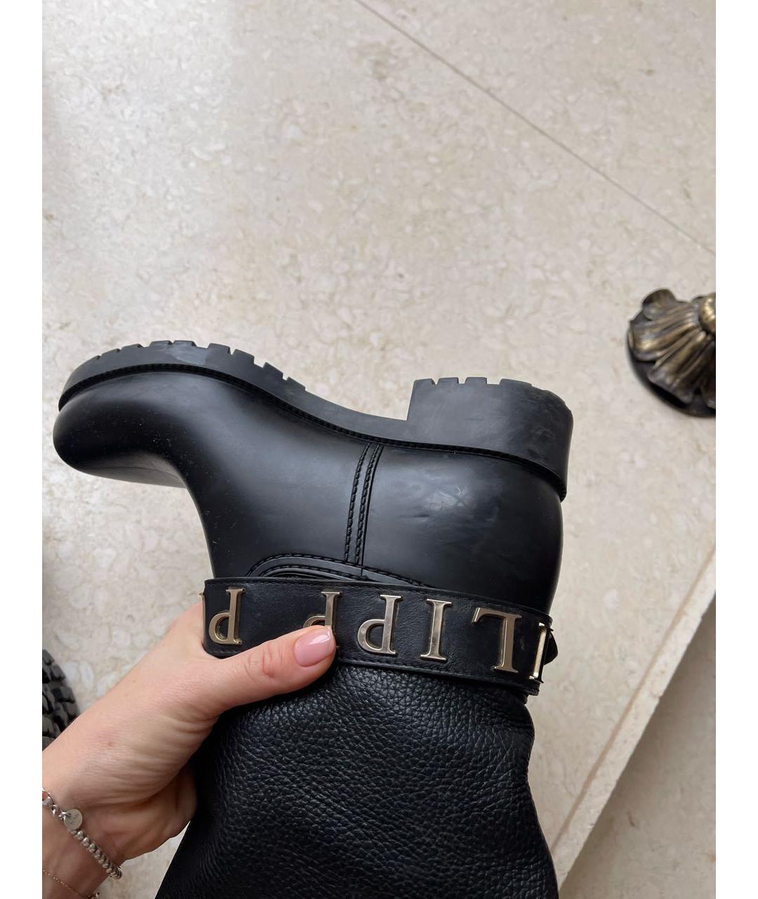 PHILIPP PLEIN Черные кожаные сапоги, фото 4