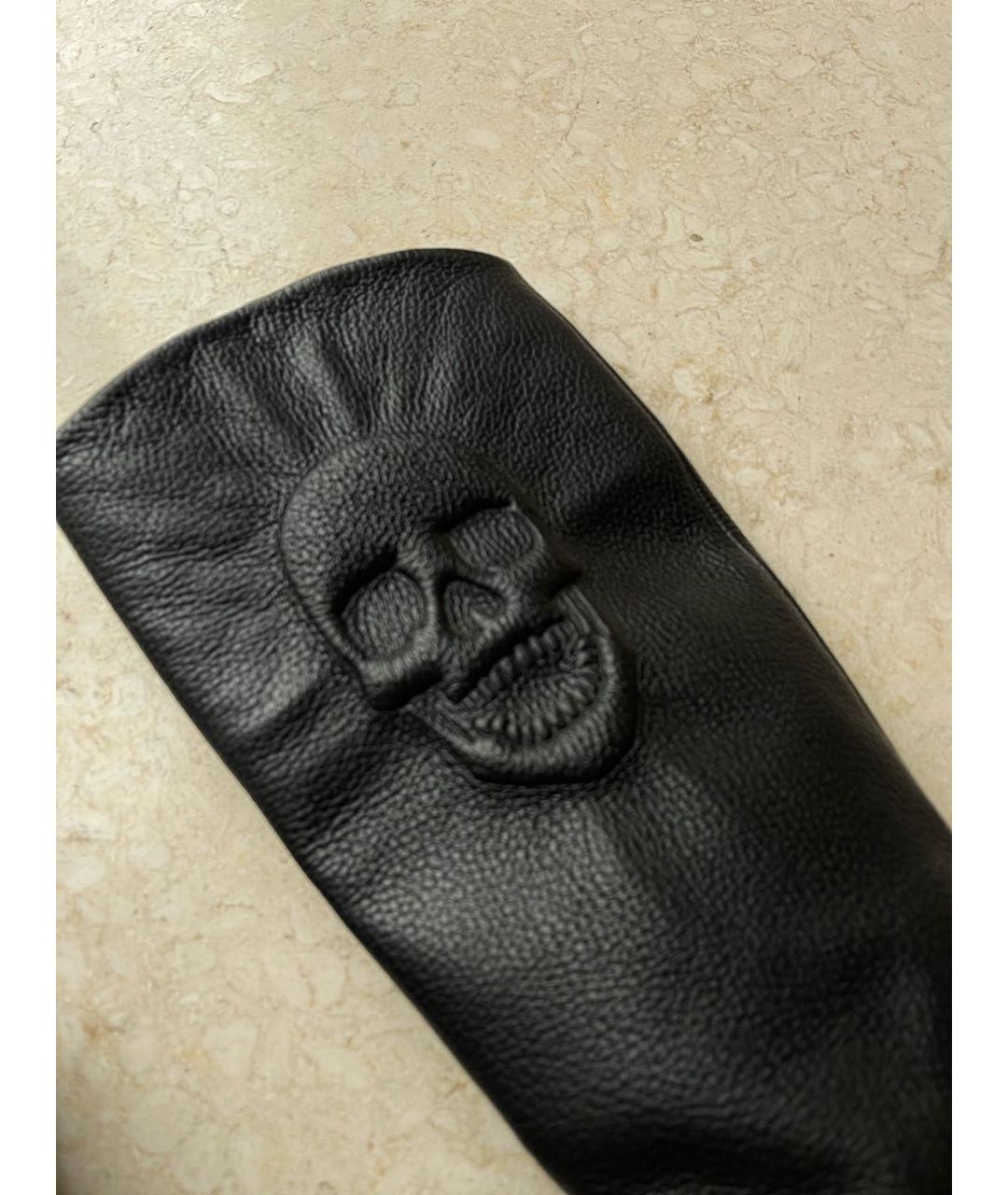 PHILIPP PLEIN Черные кожаные сапоги, фото 6