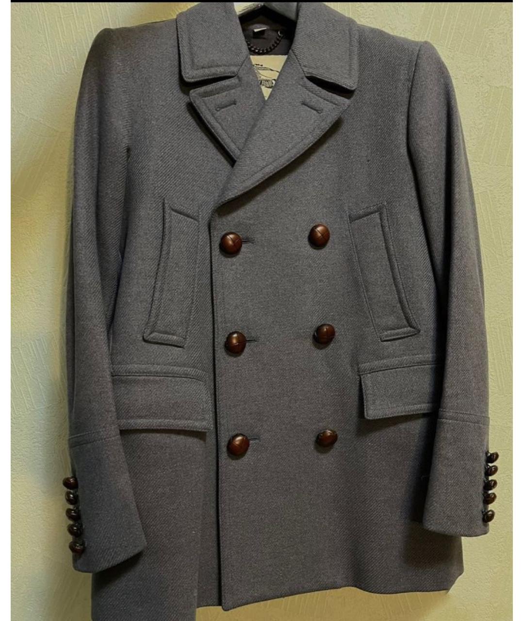 BURBERRY Серое шерстяное пальто, фото 3