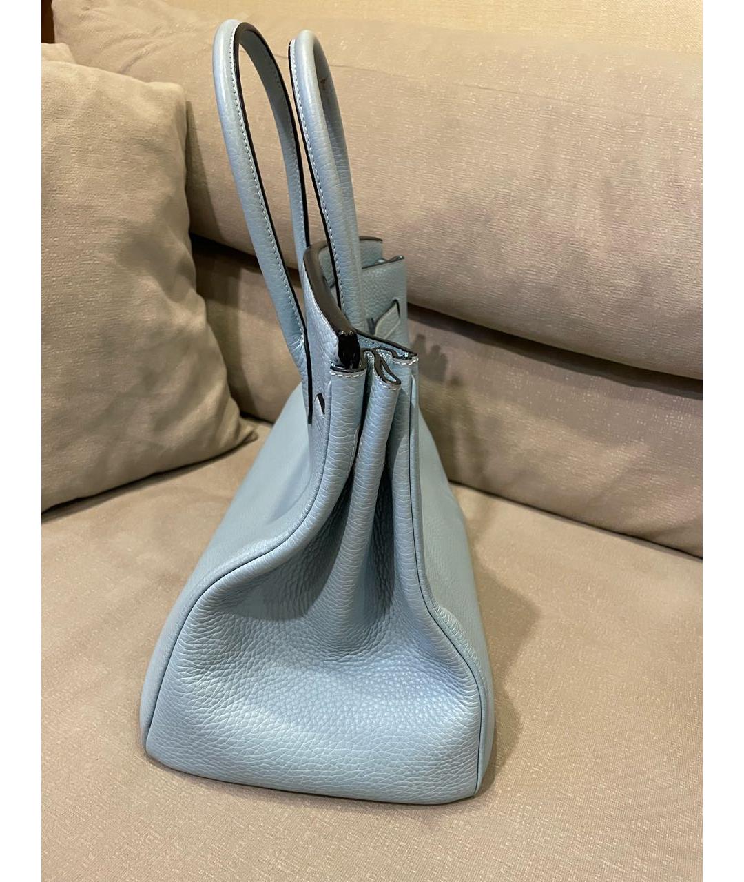 HERMES Голубая кожаная сумка с короткими ручками, фото 7