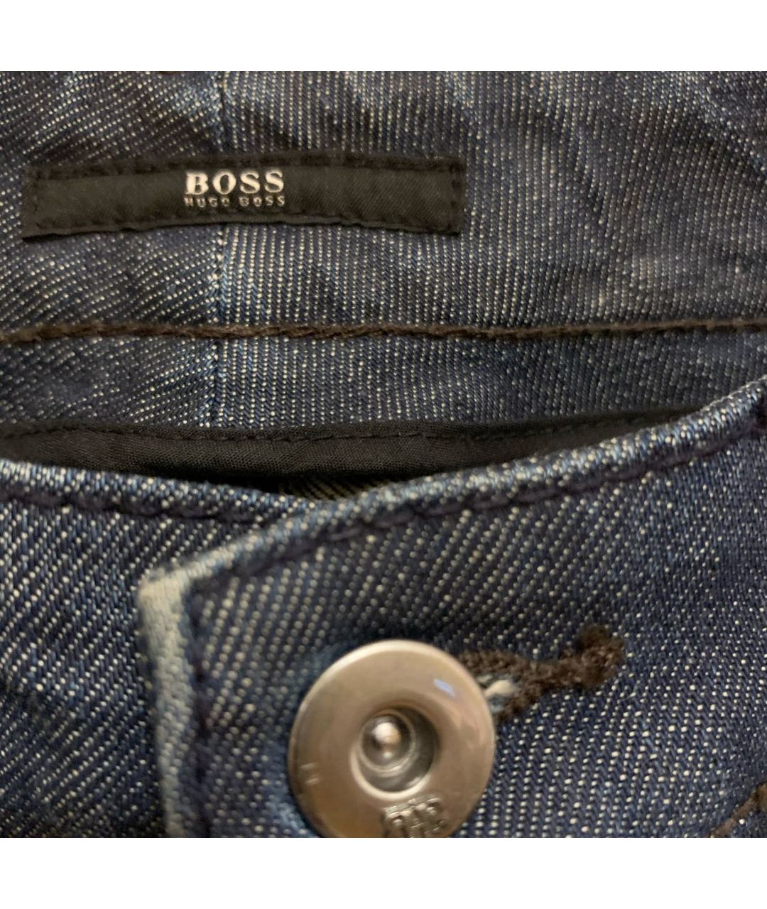 HUGO BOSS Темно-синие хлопко-эластановые прямые джинсы, фото 2