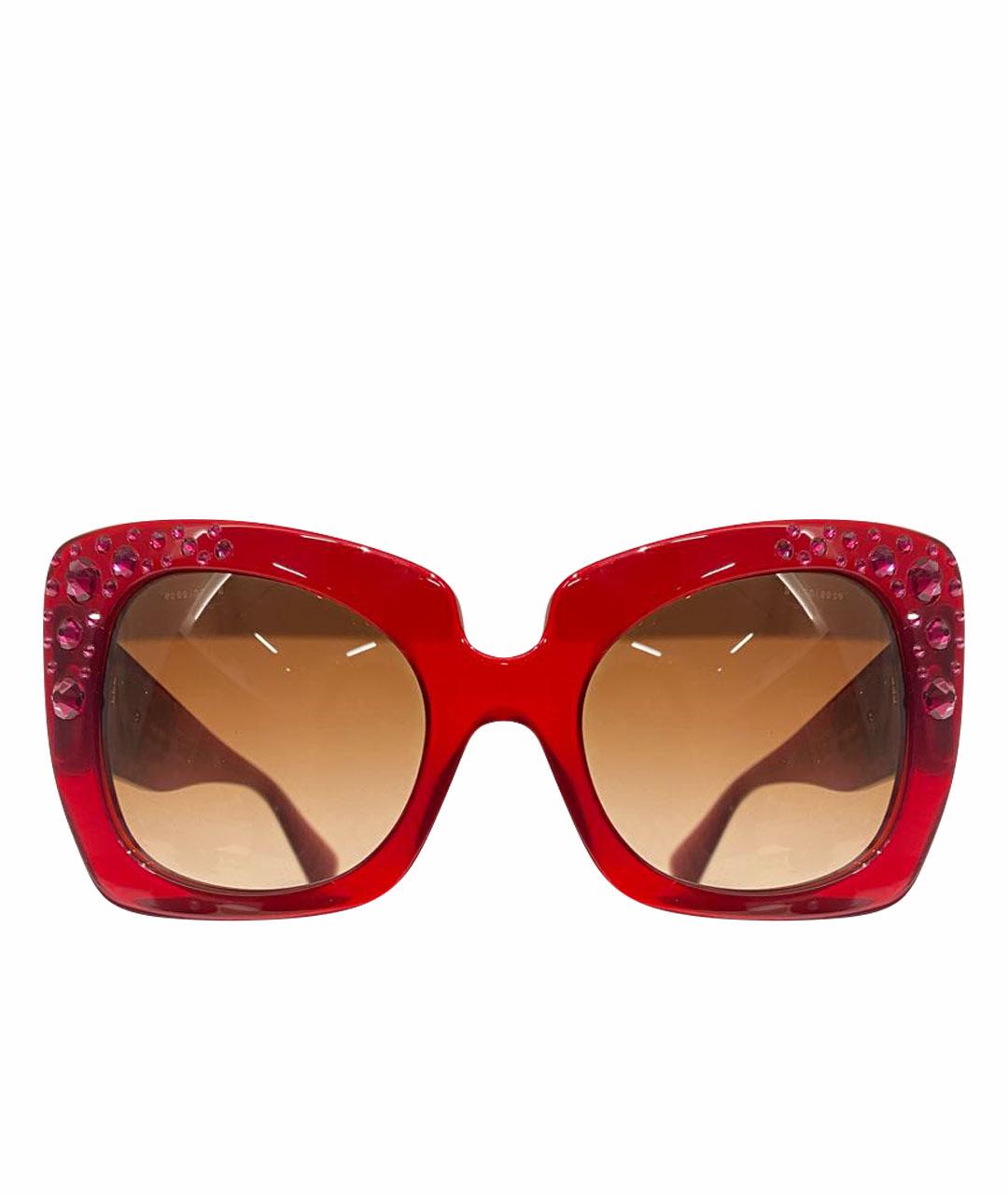 VERSACE Бордовые пластиковые солнцезащитные очки, фото 1