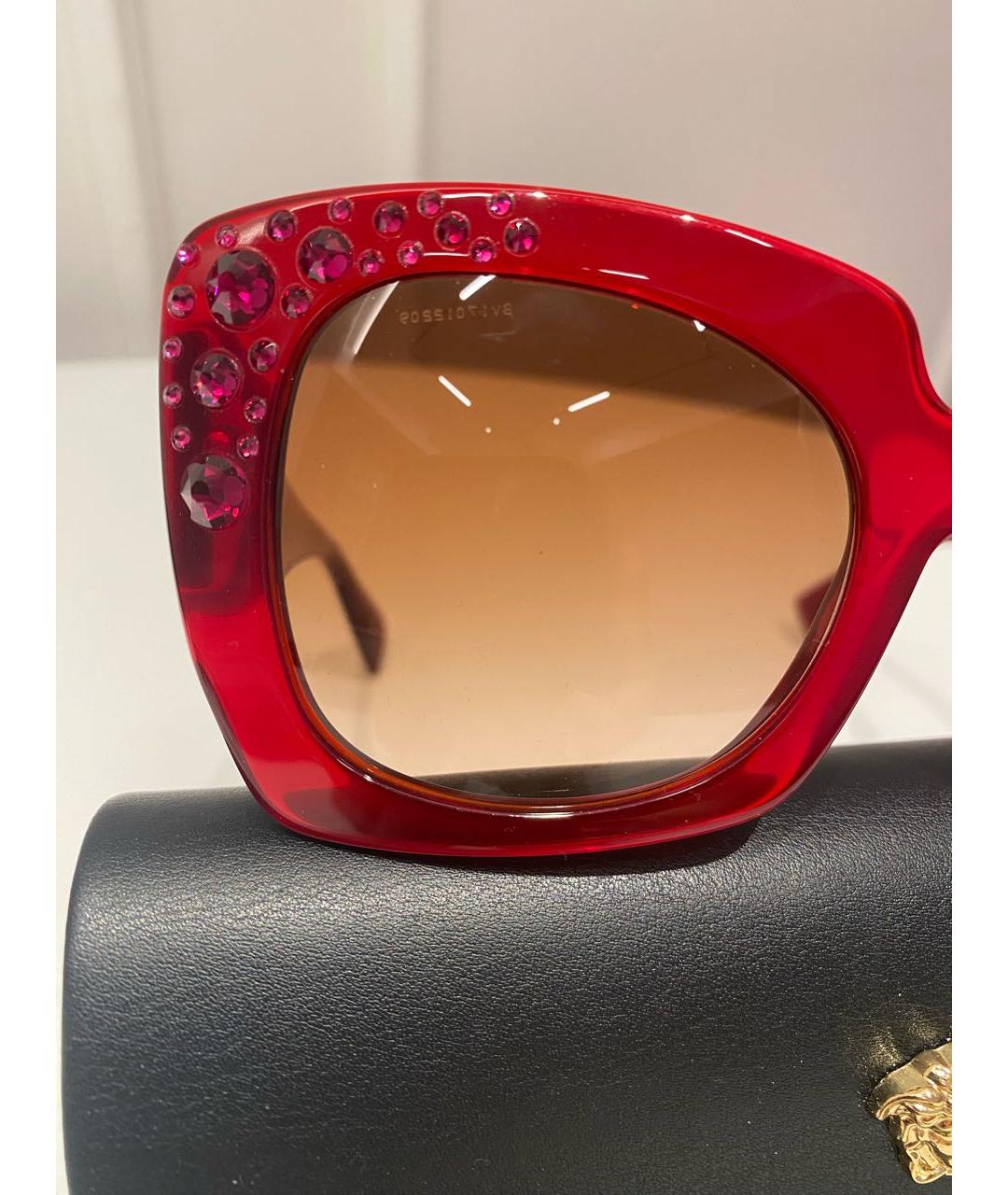 VERSACE Бордовые пластиковые солнцезащитные очки, фото 3